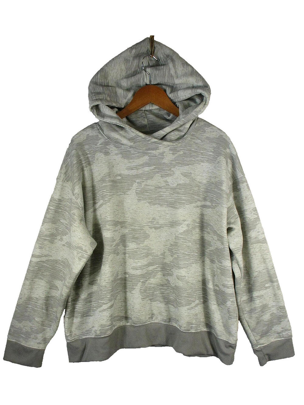 Just Be Mens Pullover Fleece Hoodie Sweatshirt Camouflage Print Size 2X Gray